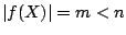 $\vert f(X)\vert=m<n$