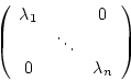 \begin{displaymath}\left(
\begin {array}{ccc}\lambda_{1}&&0\\ &\ddots&\\ 0&&\lambda_{n}\\ \end{array}\right)\end{displaymath}