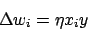 \begin{displaymath}\Delta w_{i}=\eta x_{i} y\end{displaymath}