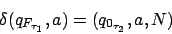 \begin{displaymath}\delta(q_{F_{\tau_{1}}},a)=(q_{0_{\tau_{2}}},a,N)\end{displaymath}